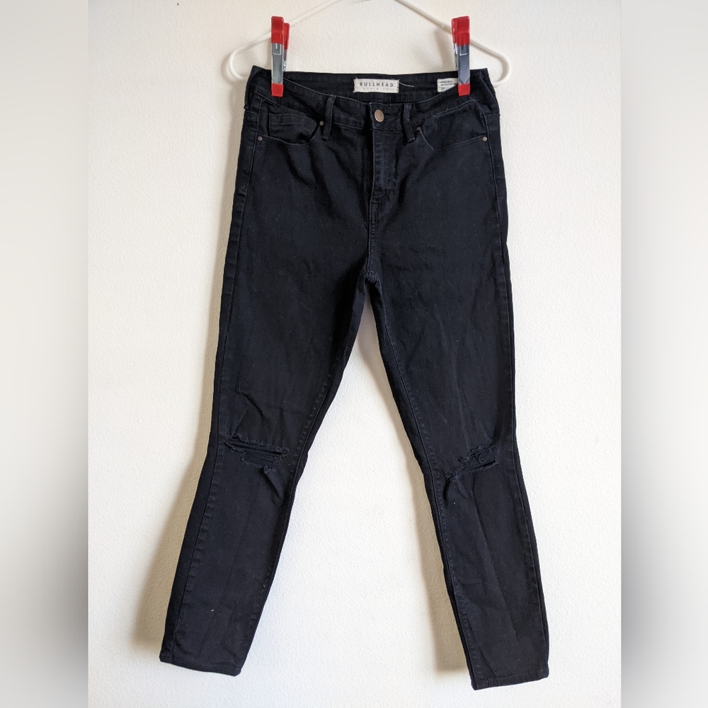 Women's black Bullhead Denim high rise skinniest ankle jeans